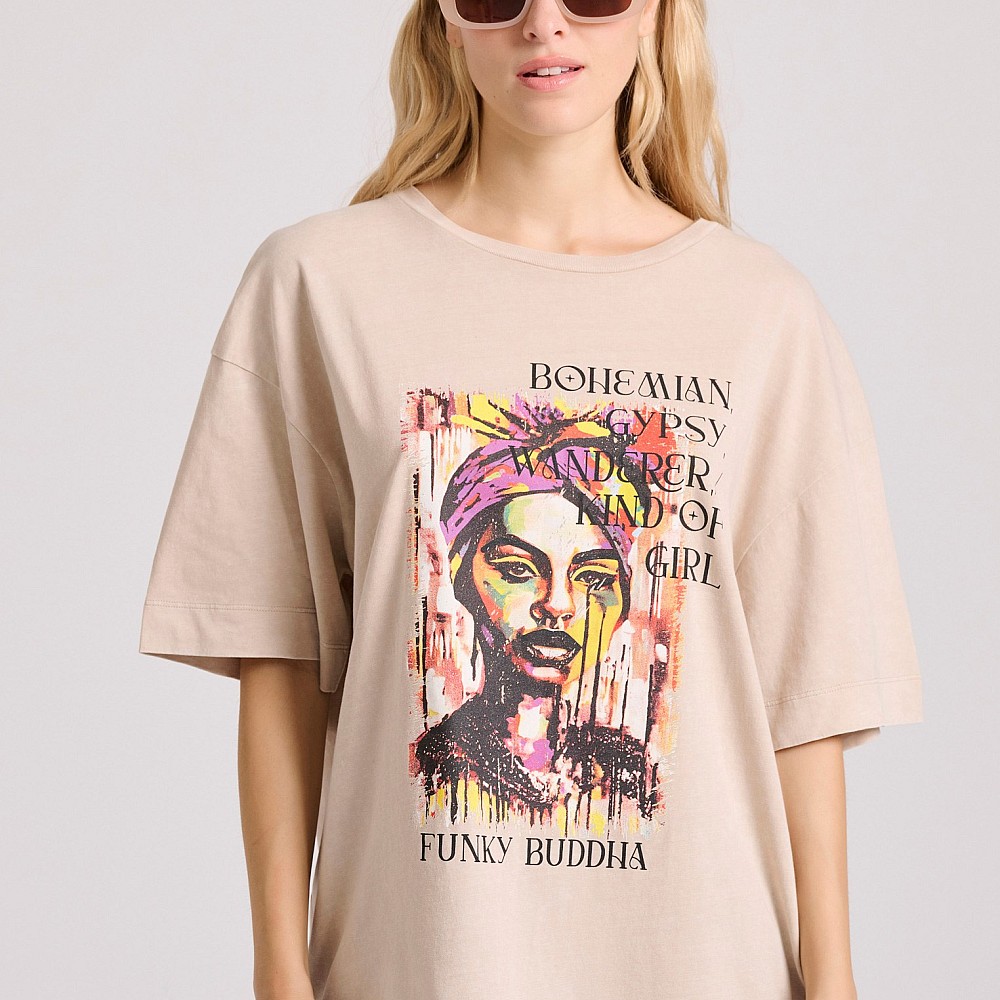 FUNKY BUDDHA Γυναικείο Loose Fit T-Shirt FBL009-121-04