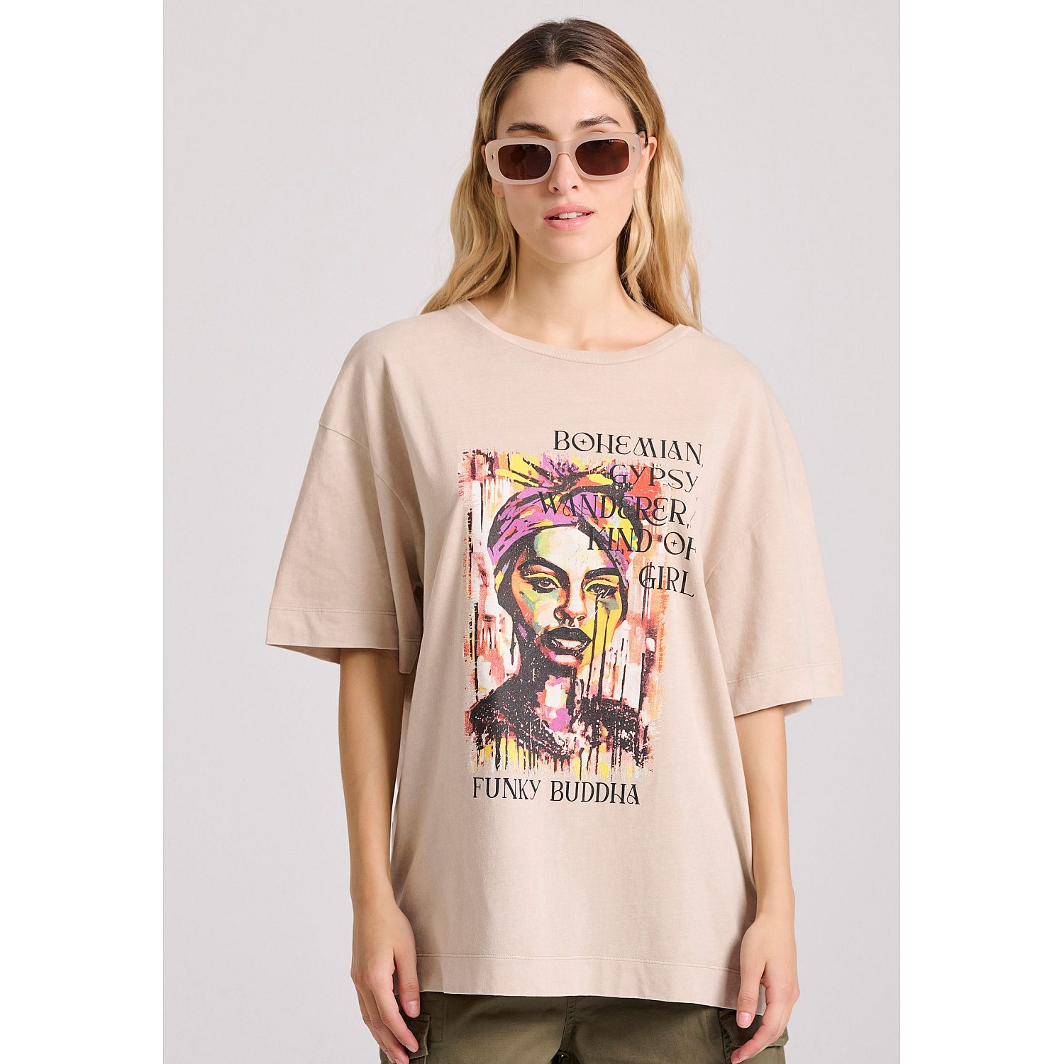 FUNKY BUDDHA Γυναικείο Loose Fit T-Shirt FBL009-121-04