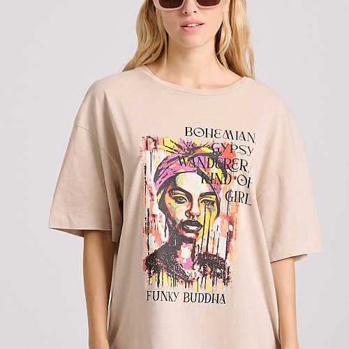 FUNKY BUDDHA Γυναικείο Loose Fit T-Shirt FBL009-121-04
