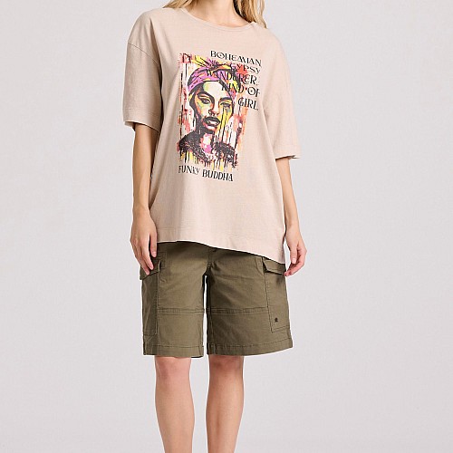 FUNKY BUDDHA Γυναικείο Loose Fit T-Shirt FBL009-121-04