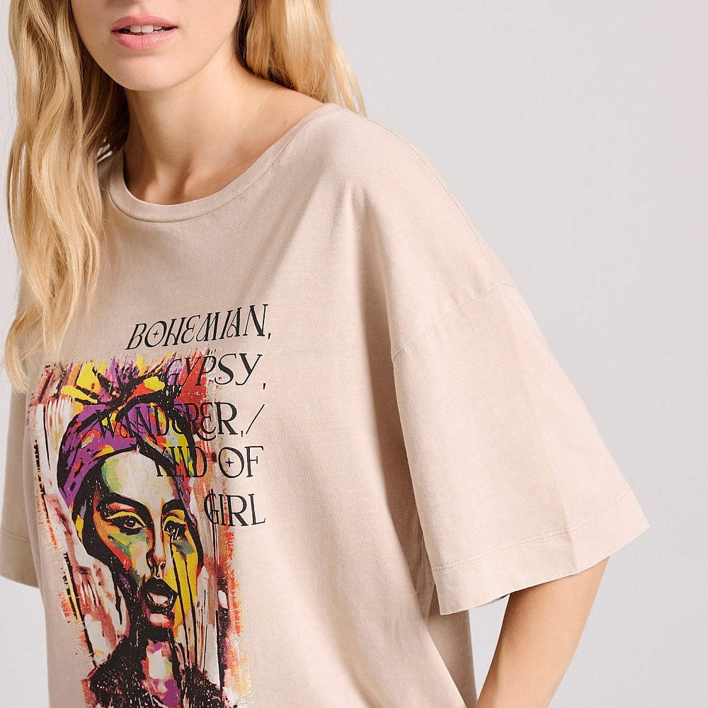 FUNKY BUDDHA Γυναικείο Loose Fit T-Shirt FBL009-121-04