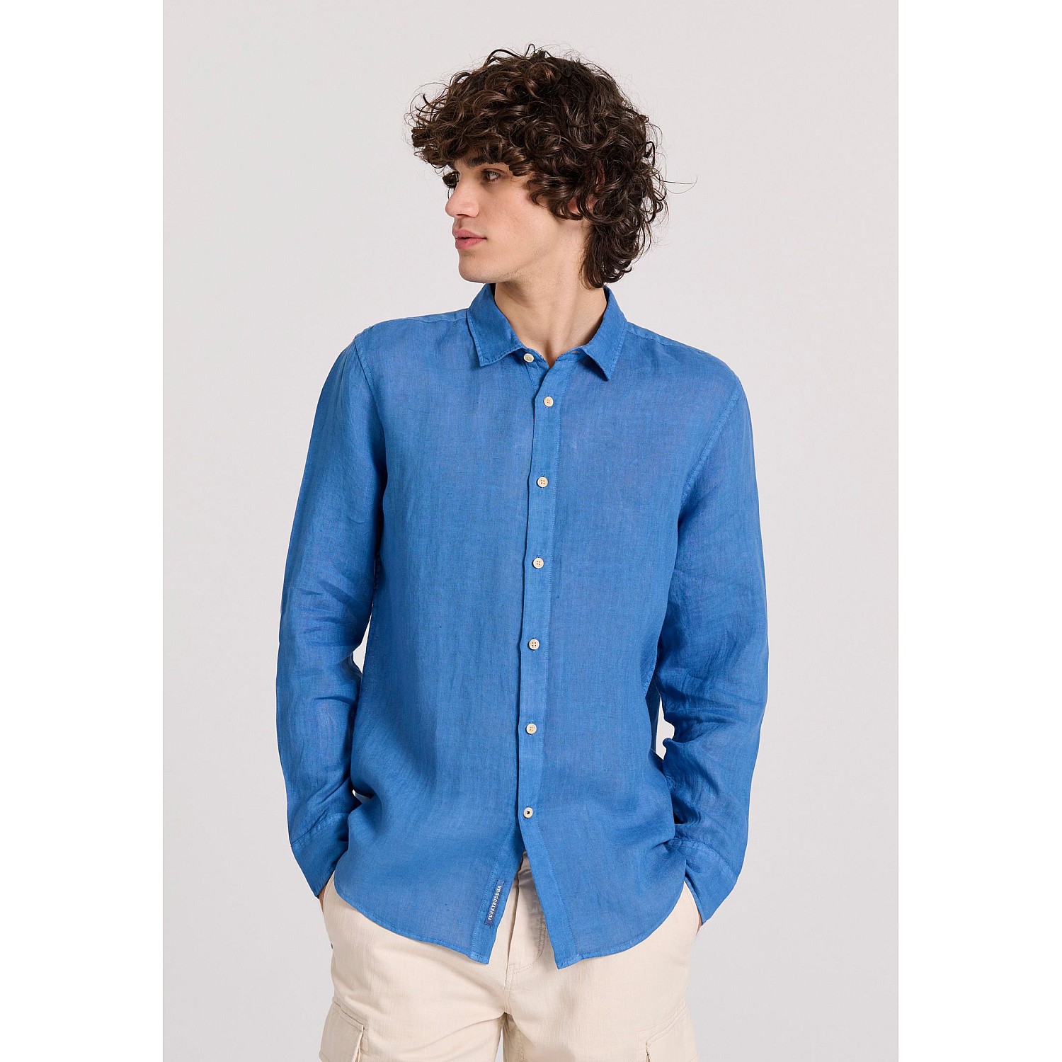 FUNKY BUDDHA Ανδρικό Garment Dyed Λινό Πουκάμισο FBM009-001-05