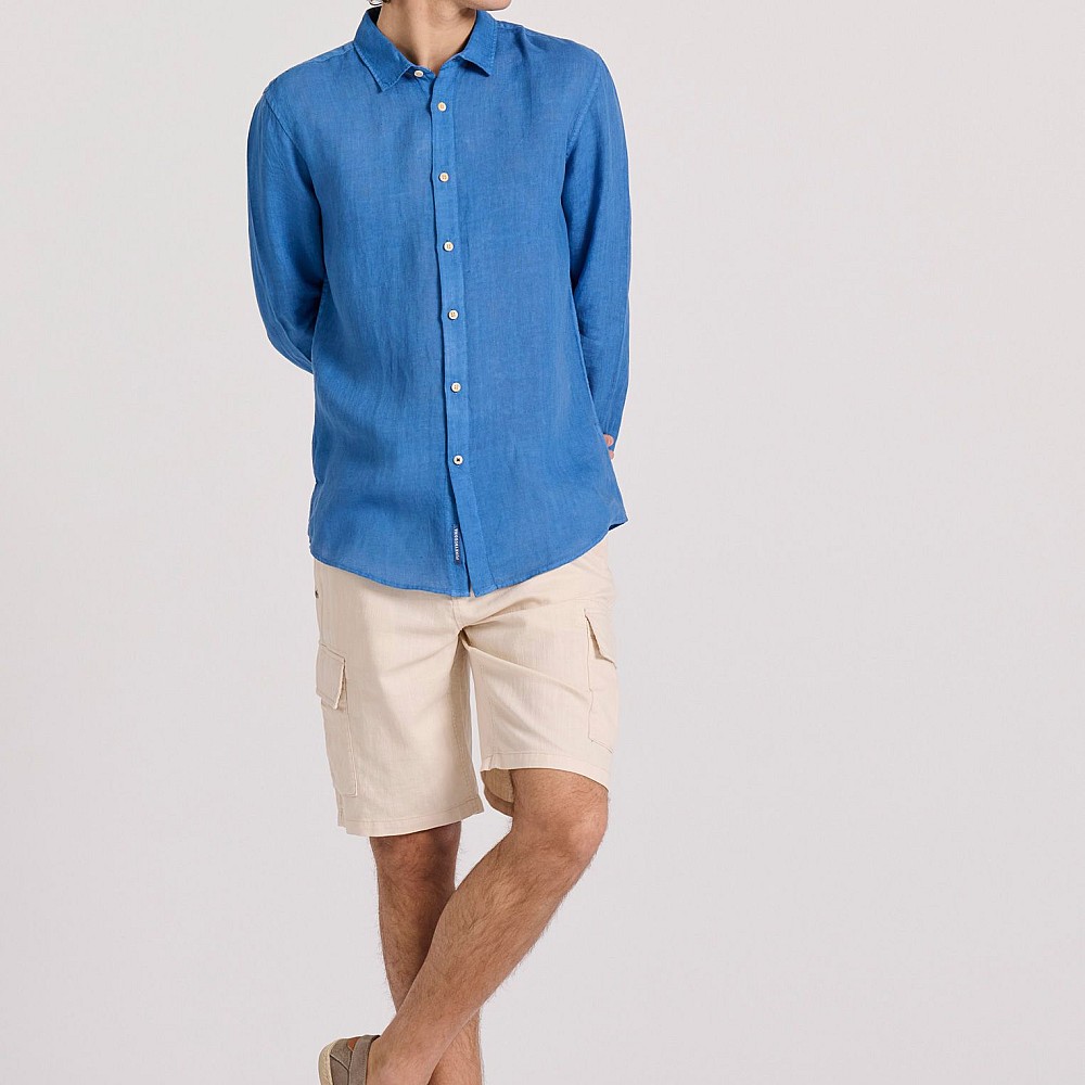 FUNKY BUDDHA Ανδρικό Garment Dyed Λινό Πουκάμισο FBM009-001-05