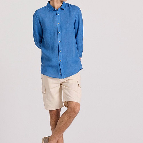 FUNKY BUDDHA Ανδρικό Garment Dyed Λινό Πουκάμισο FBM009-001-05