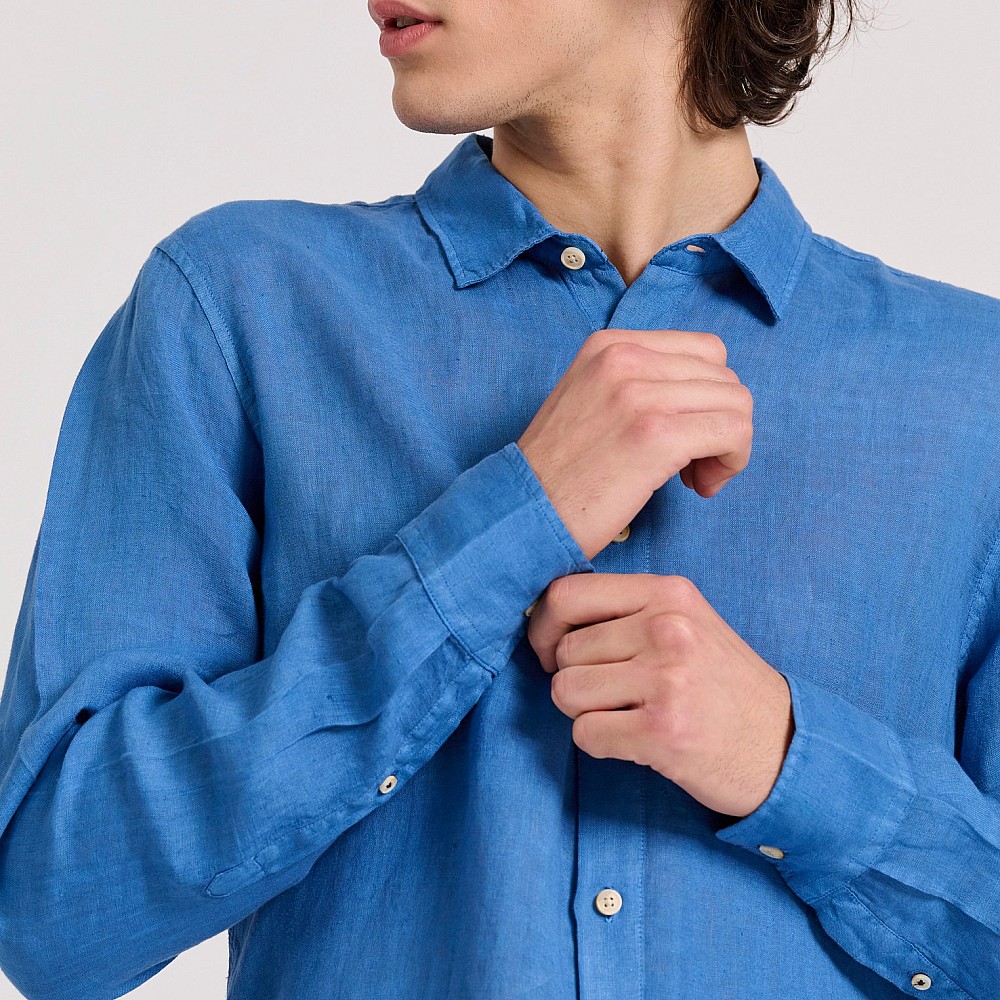 FUNKY BUDDHA Ανδρικό Garment Dyed Λινό Πουκάμισο FBM009-001-05