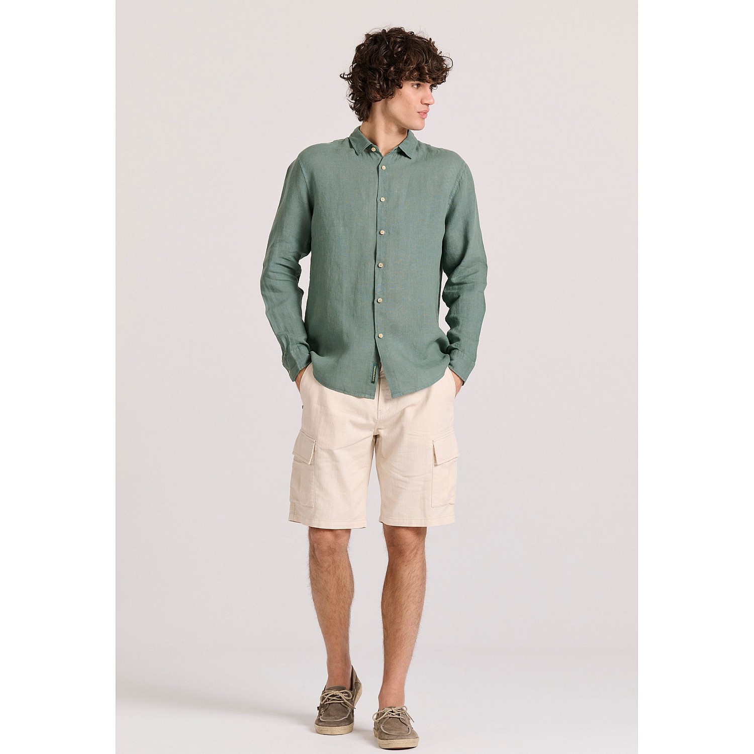FUNKY BUDDHA Ανδρικό Garment Dyed Λινό Πουκάμισο FBM009-001-05