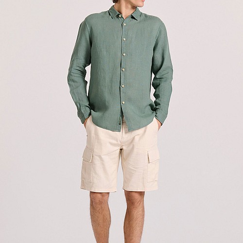 FUNKY BUDDHA Ανδρικό Garment Dyed Λινό Πουκάμισο FBM009-001-05