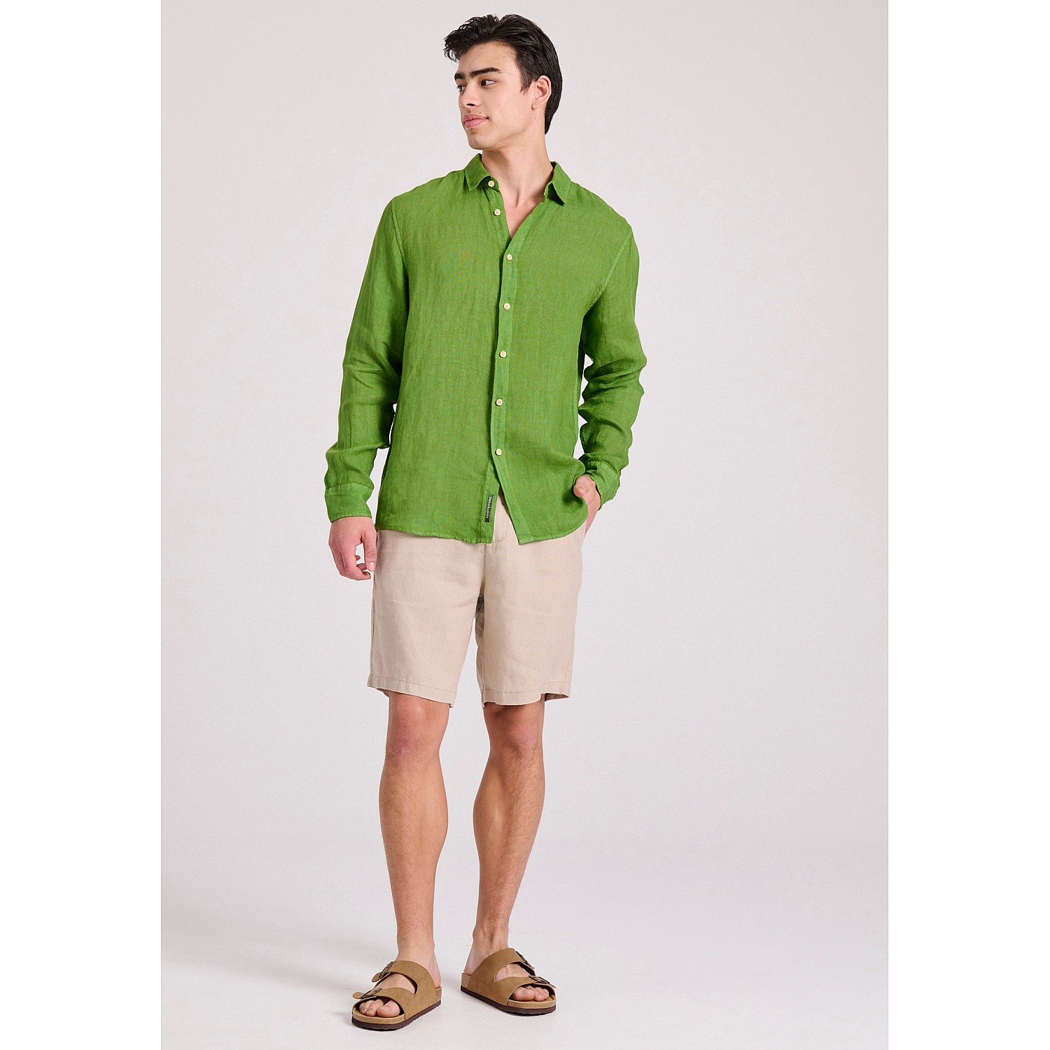 FUNKY BUDDHA Ανδρικό Garment Dyed Λινό Πουκάμισο FBM009-001-05