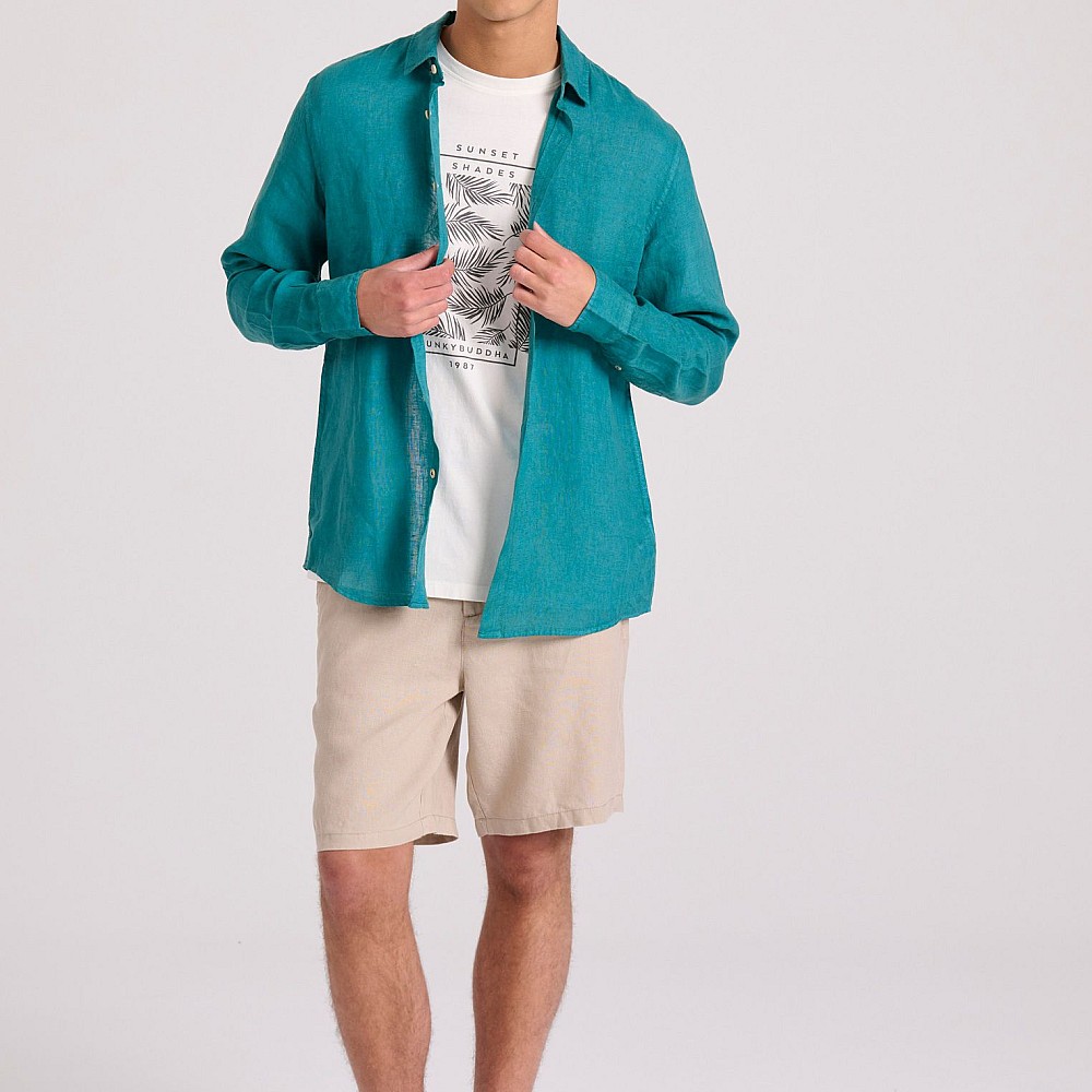 FUNKY BUDDHA Ανδρικό Garment Dyed Λινό Πουκάμισο FBM009-001-05