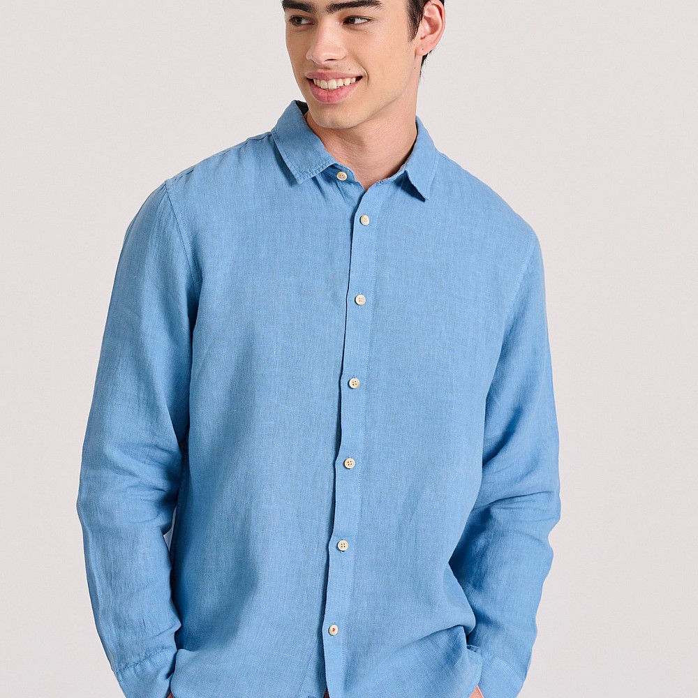 FUNKY BUDDHA Ανδρικό Garment Dyed Λινό Πουκάμισο FBM009-001-05