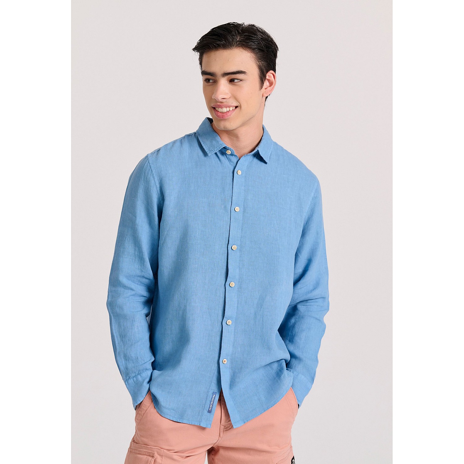 FUNKY BUDDHA Ανδρικό Garment Dyed Λινό Πουκάμισο FBM009-001-05