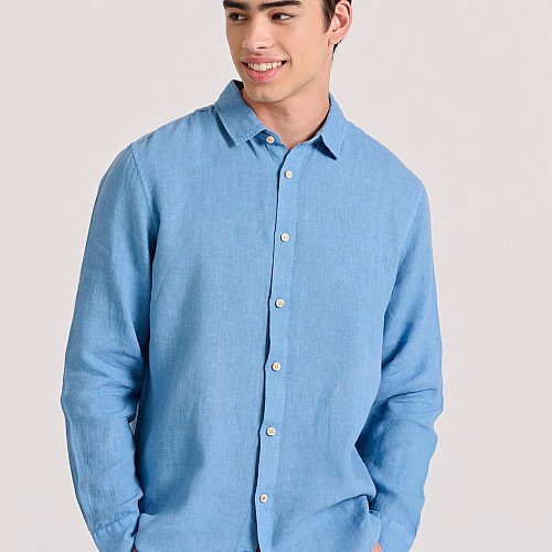 FUNKY BUDDHA Ανδρικό Garment Dyed Λινό Πουκάμισο FBM009-001-05