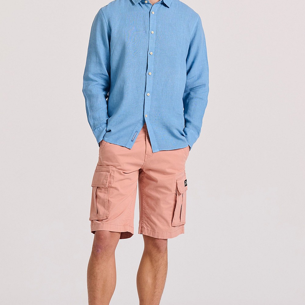 FUNKY BUDDHA Ανδρικό Garment Dyed Λινό Πουκάμισο FBM009-001-05