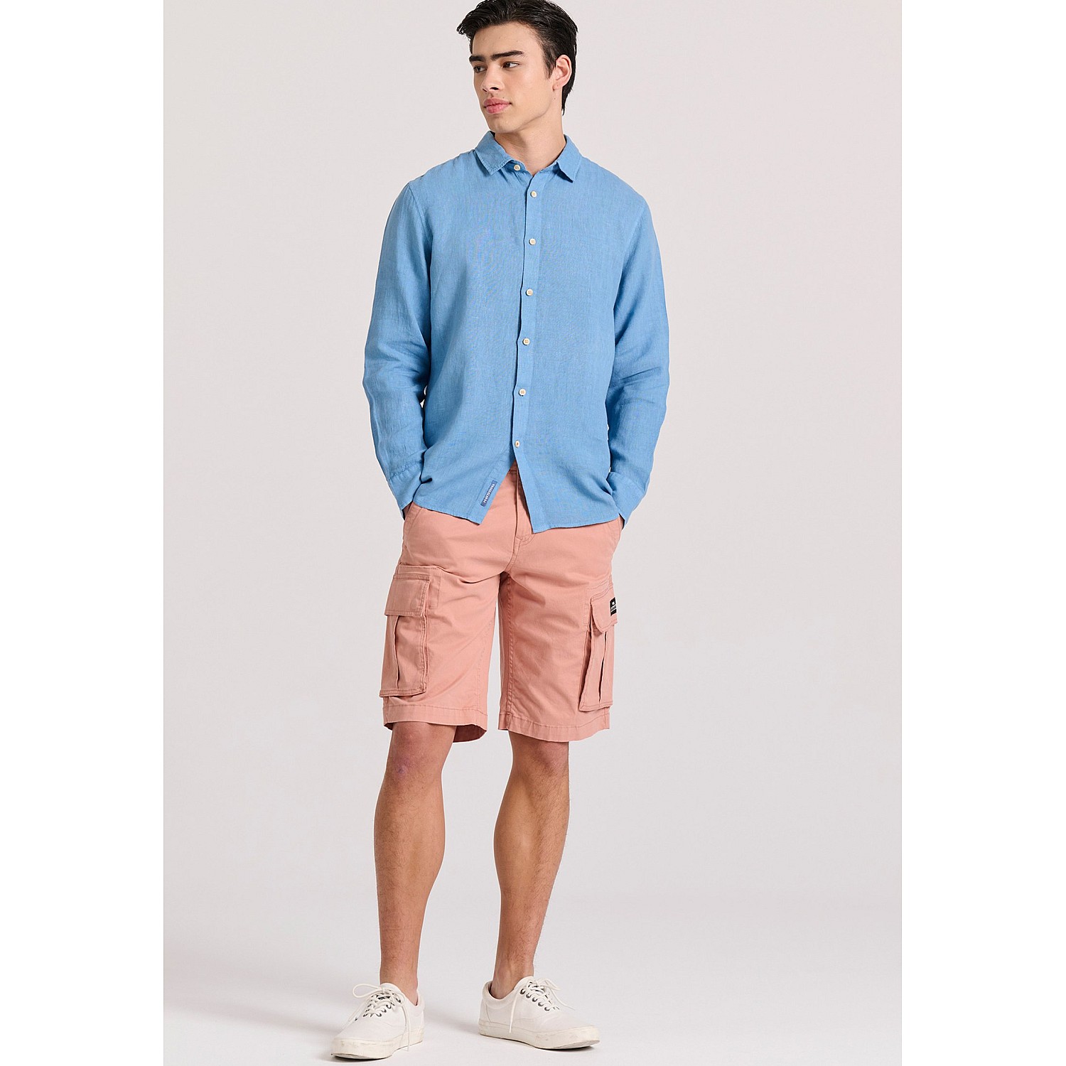 FUNKY BUDDHA Ανδρικό Garment Dyed Λινό Πουκάμισο FBM009-001-05