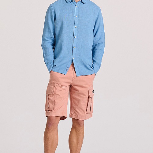 FUNKY BUDDHA Ανδρικό Garment Dyed Λινό Πουκάμισο FBM009-001-05