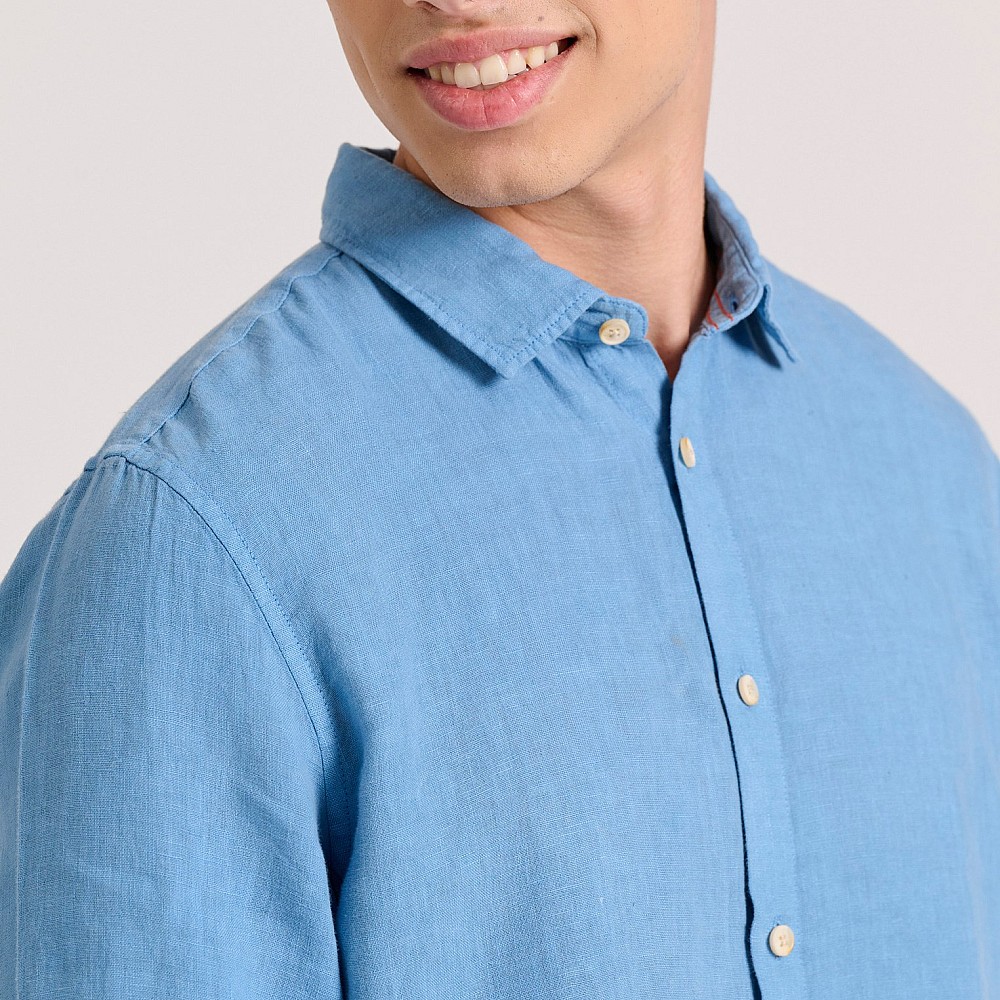 FUNKY BUDDHA Ανδρικό Garment Dyed Λινό Πουκάμισο FBM009-001-05