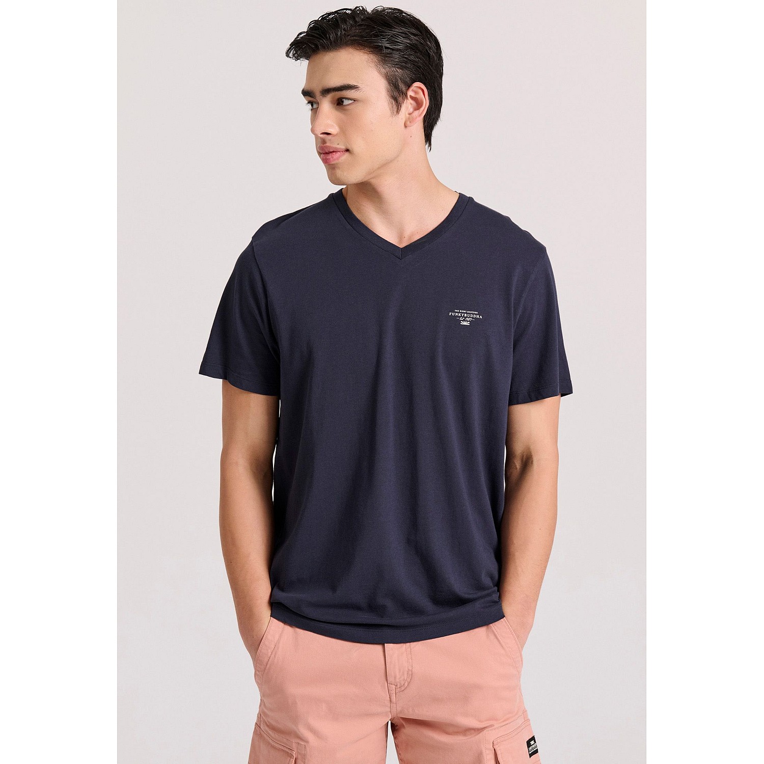 FUNKY BUDDHA Ανδρικό V-Neck T-Shirt FBM009-002-04