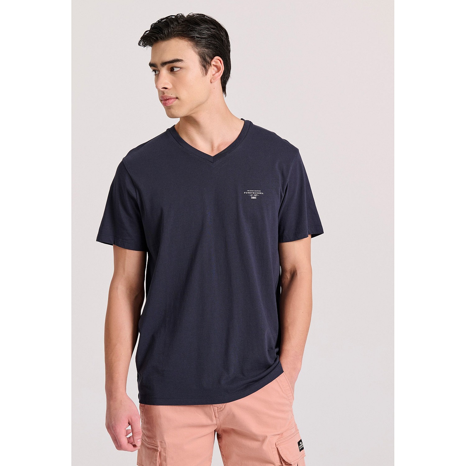 FUNKY BUDDHA Ανδρικό V-Neck T-Shirt FBM009-002-04