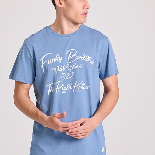 FUNKY BUDDHA Ανδρικό T-Shirt Με Branded Retro Τύπωμα FBM009-097