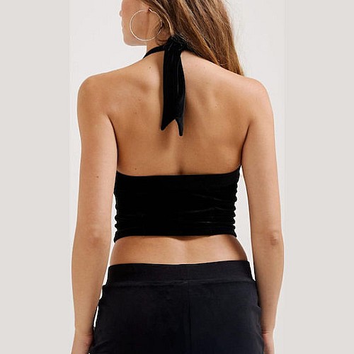 Juicy Couture Γυναικεία Μπλούζα Βελούδινη Αμάνικη με Φερμουάρ