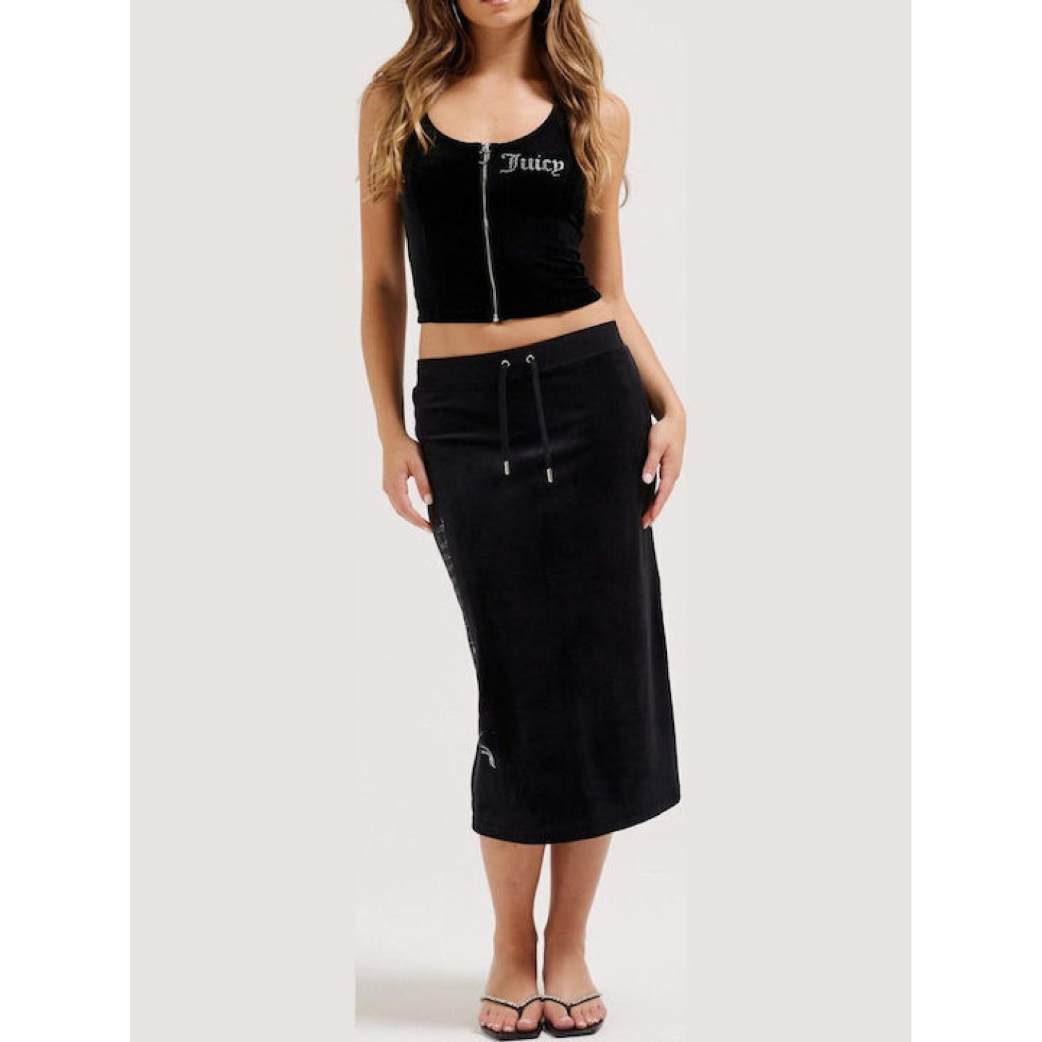 Juicy Couture Γυναικεία Μπλούζα Βελούδινη Αμάνικη με Φερμουάρ