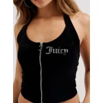Juicy Couture Γυναικεία Μπλούζα Βελούδινη Αμάνικη με Φερμουάρ