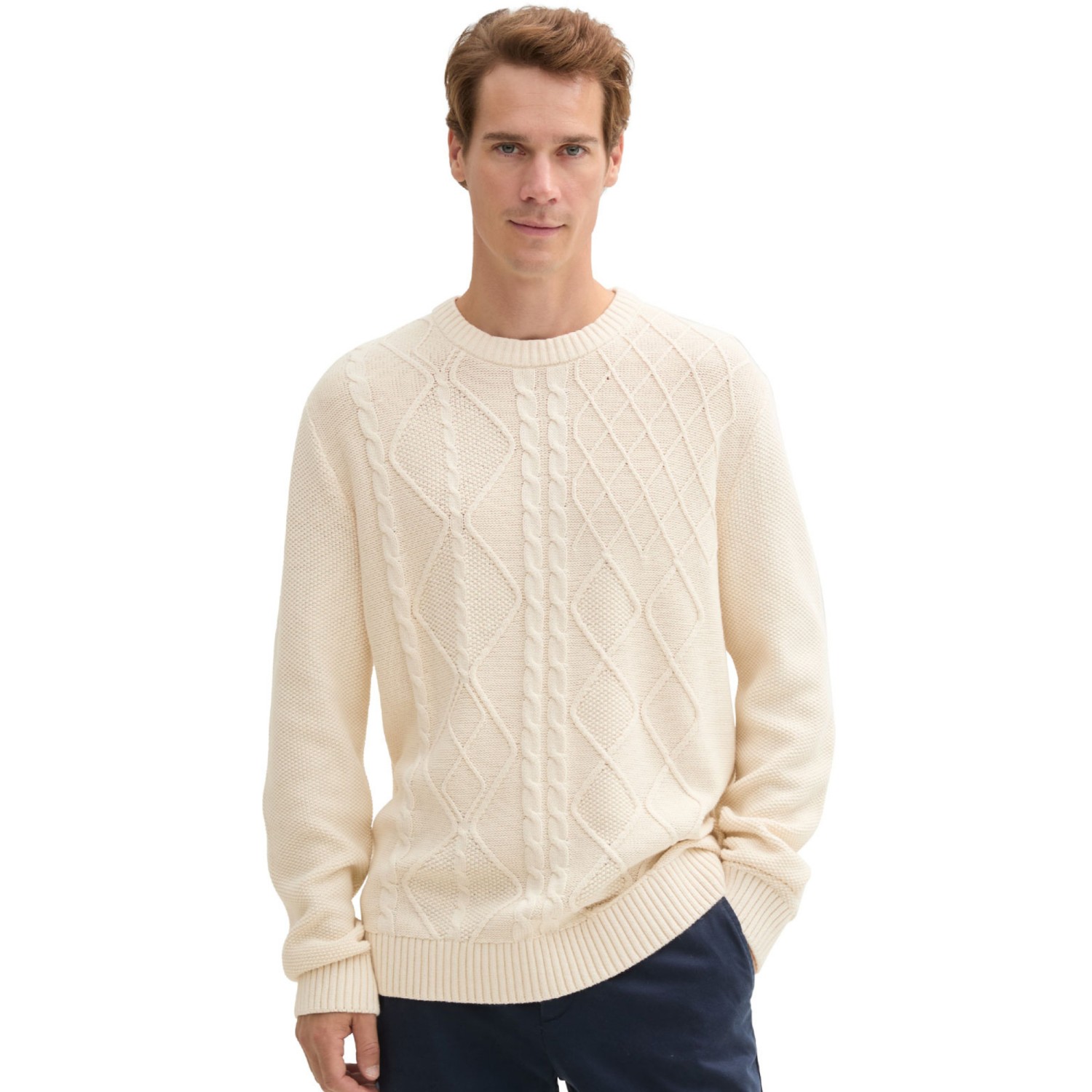 TOM TAILOR Ανδρική Πλεκτή Μπλούζα Cable Crewneck