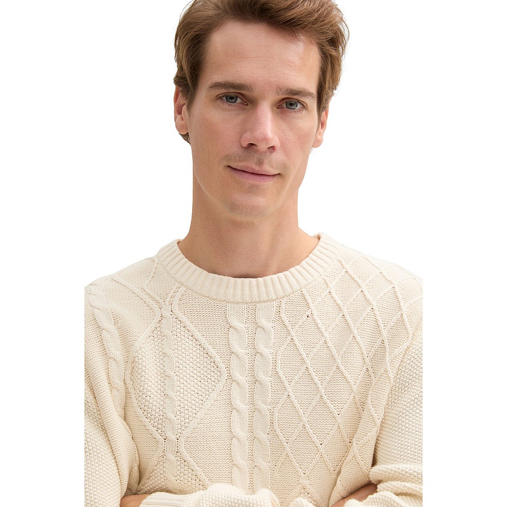 TOM TAILOR Ανδρική Πλεκτή Μπλούζα Cable Crewneck