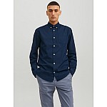 Jack & Jones Μακρυμάνικo Βαμβακερό Πουκάμισο σε Στενή Γραμμή