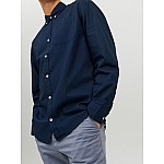 Jack & Jones Μακρυμάνικo Βαμβακερό Πουκάμισο σε Στενή Γραμμή