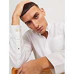Jack & Jones Μακρυμάνικo Βαμβακερό Πουκάμισο σε Στενή Γραμμή