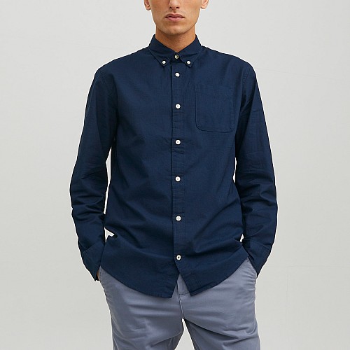 Jack & Jones Μακρυμάνικo Βαμβακερό Πουκάμισο σε Στενή Γραμμή