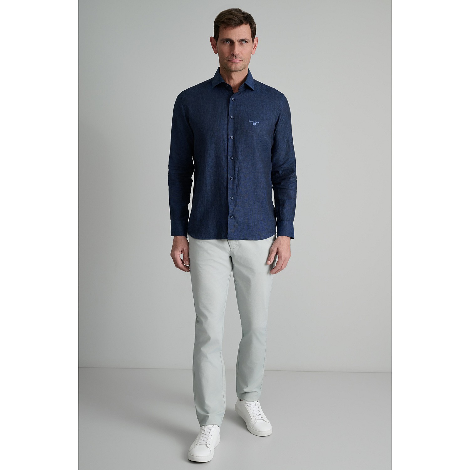 Navy & Green Ανδρικό Chino Παντελόνι