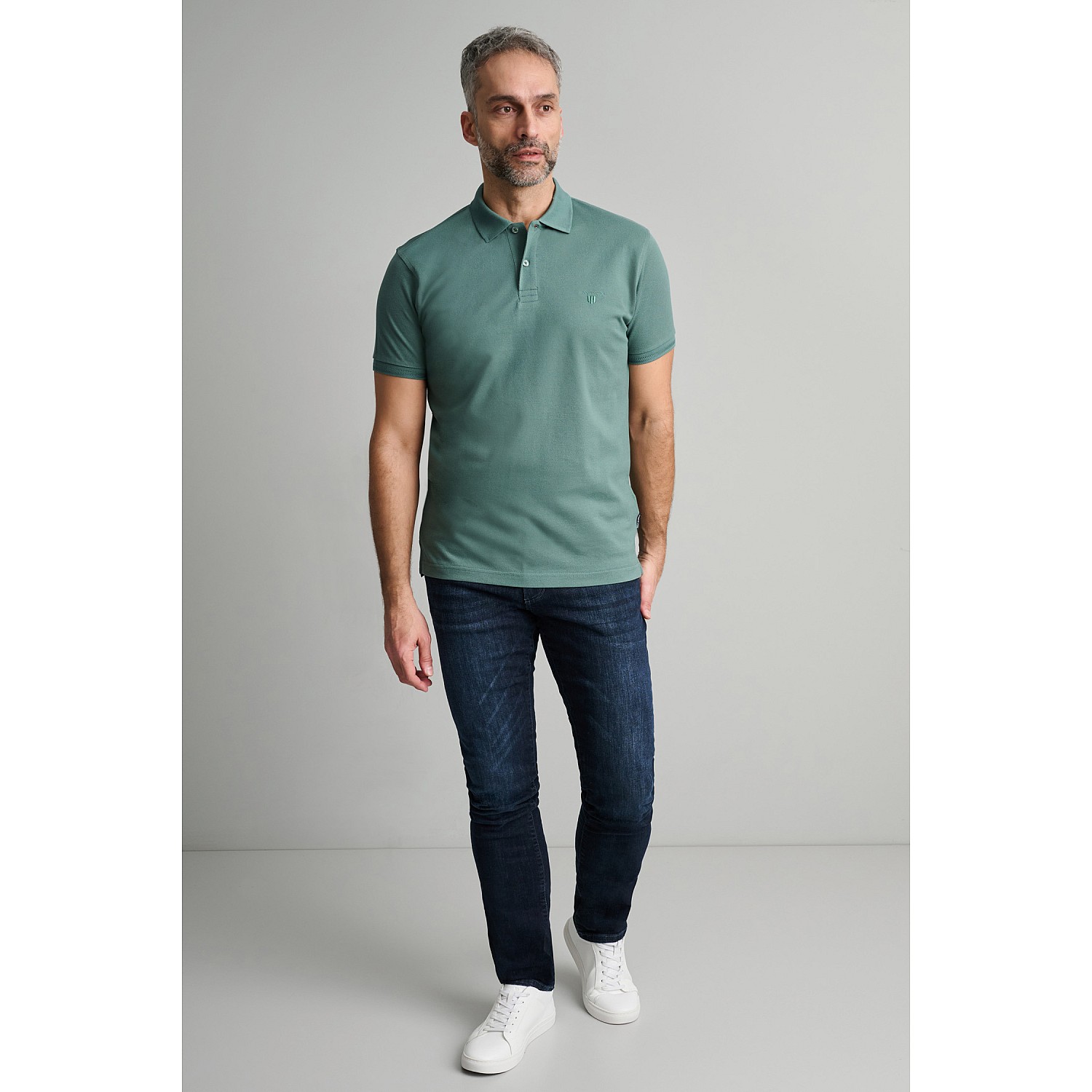 Navy & Green Ανδρικό Jean Παντελόνι Low Waist