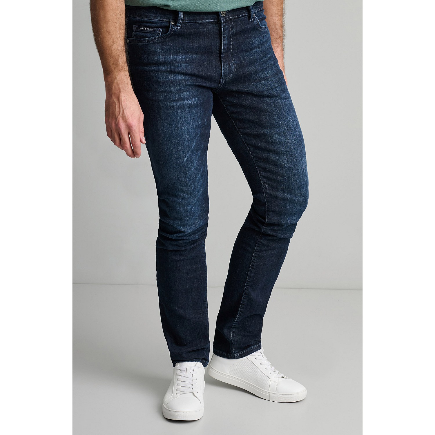 Navy & Green Ανδρικό Jean Παντελόνι Low Waist