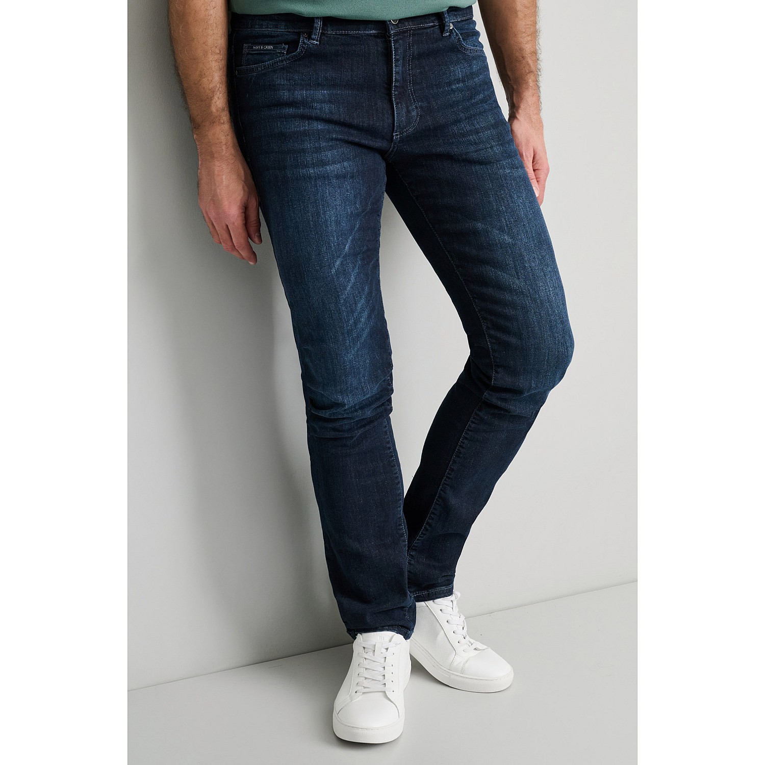 Navy & Green Ανδρικό Jean Παντελόνι Low Waist