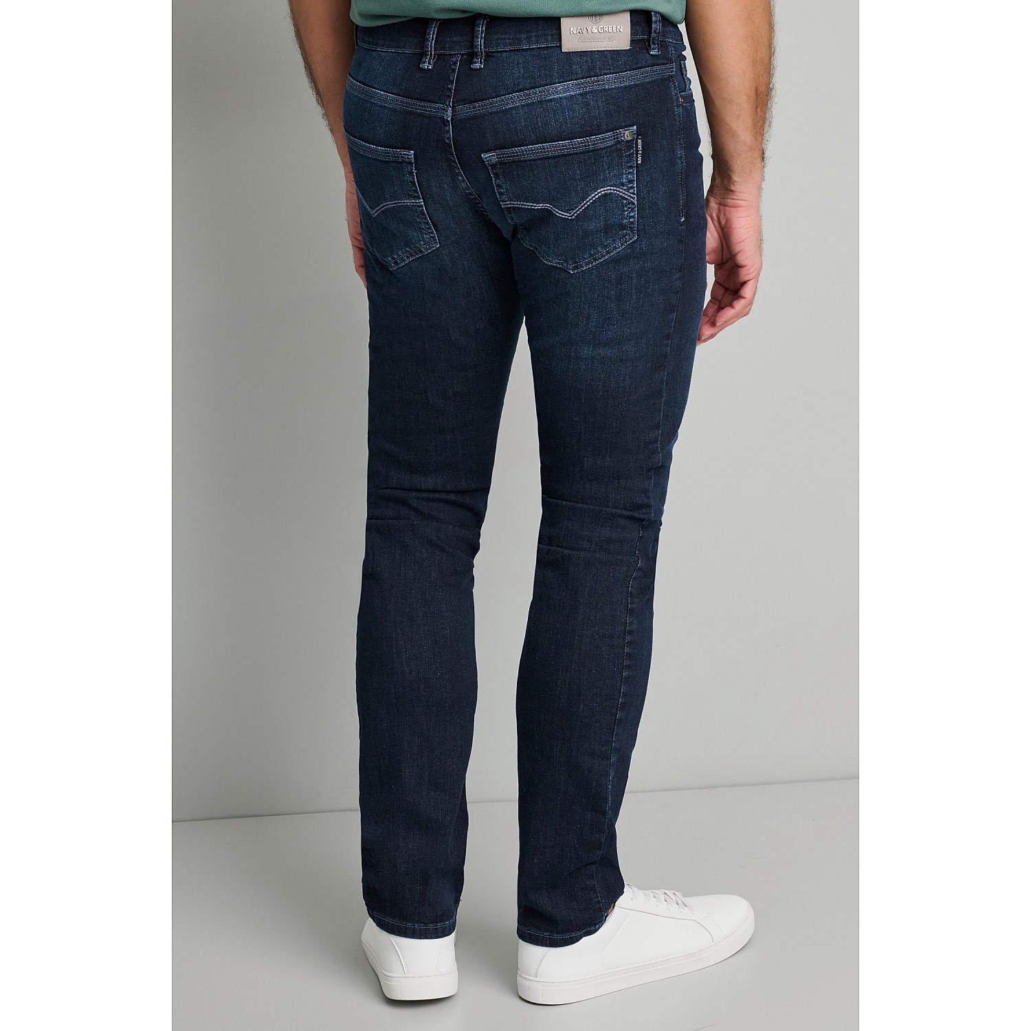 Navy & Green Ανδρικό Jean Παντελόνι Low Waist