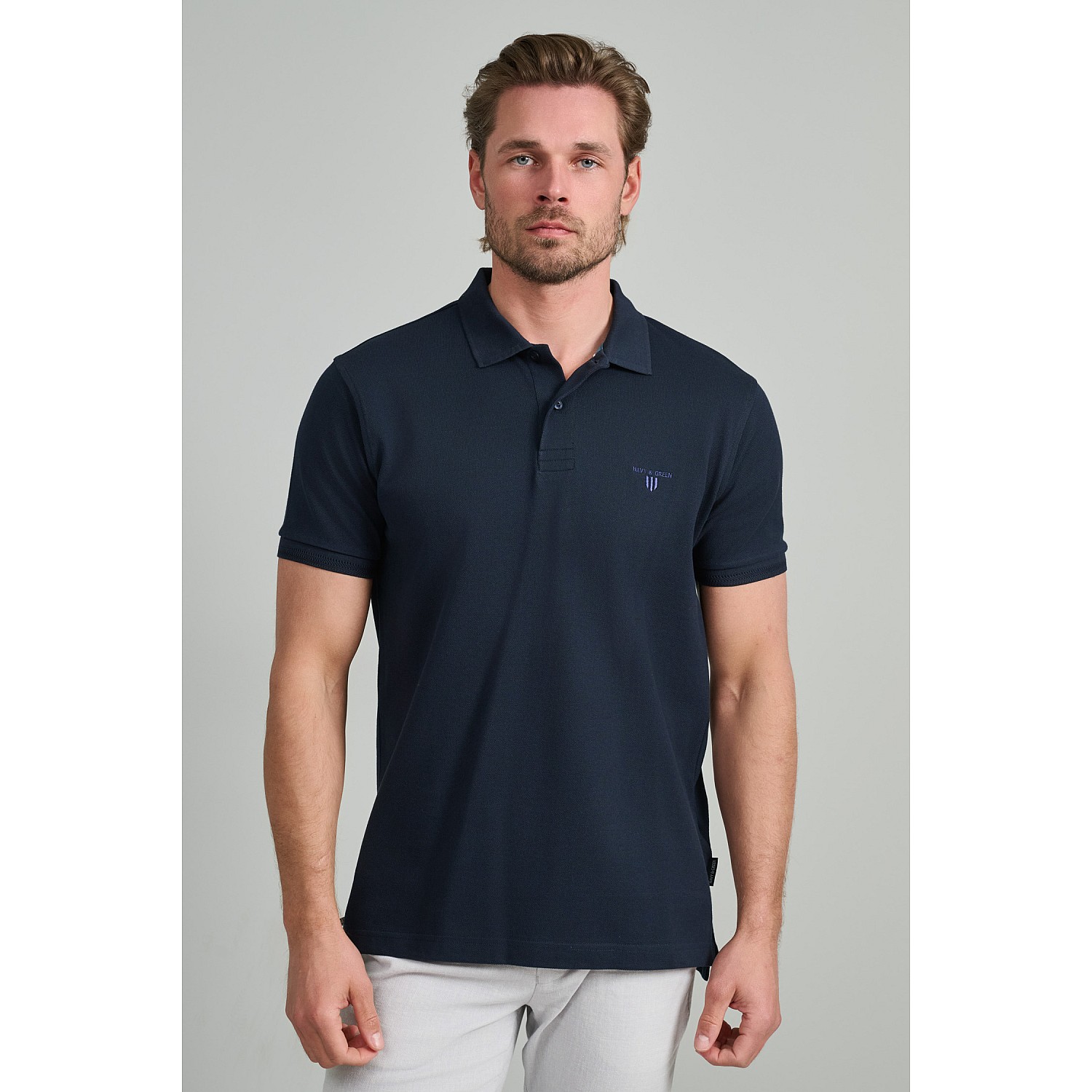 Navy & Green Ανδρική Μπλούζα Polo 100% Βαμβάκι
