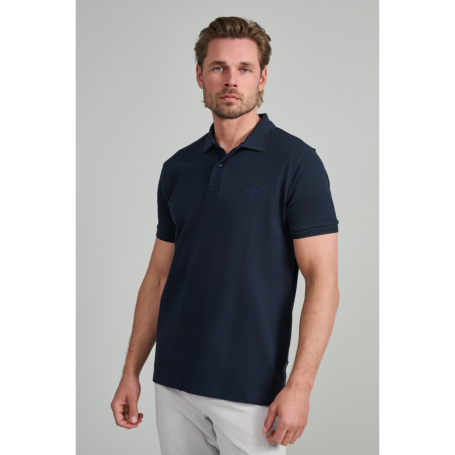 Navy & Green Ανδρική Μπλούζα Polo 100% Βαμβάκι