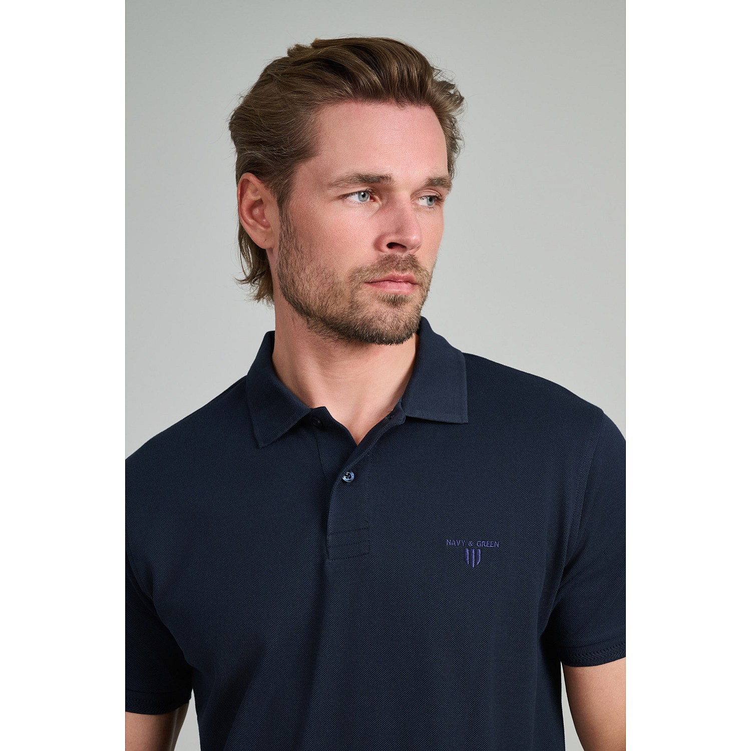 Navy & Green Ανδρική Μπλούζα Polo 100% Βαμβάκι