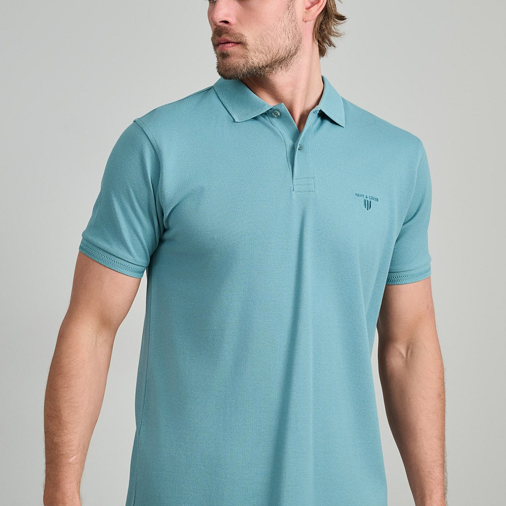 Navy & Green Ανδρική Μπλούζα Polo 100% Βαμβάκι