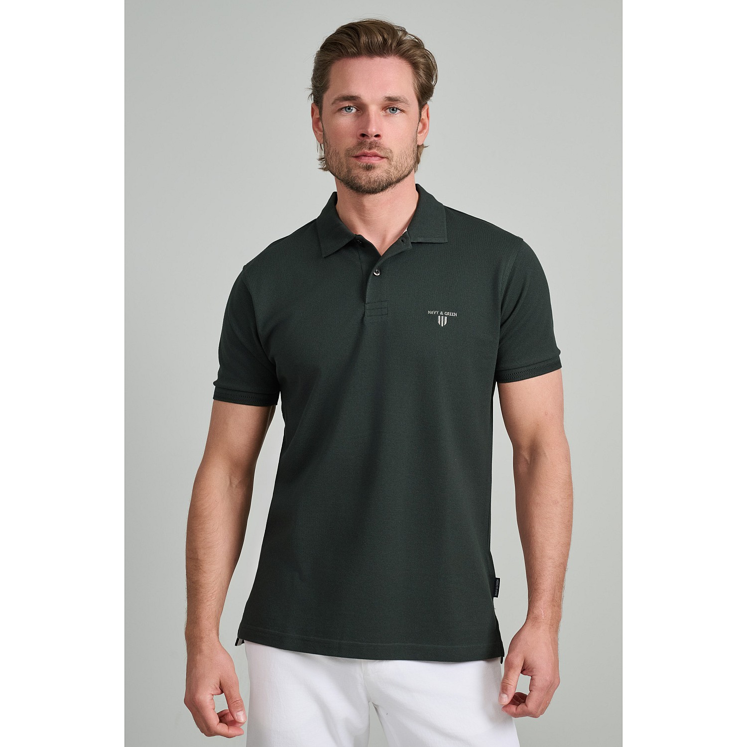 Navy & Green Ανδρική Μπλούζα Polo 100% Βαμβάκι
