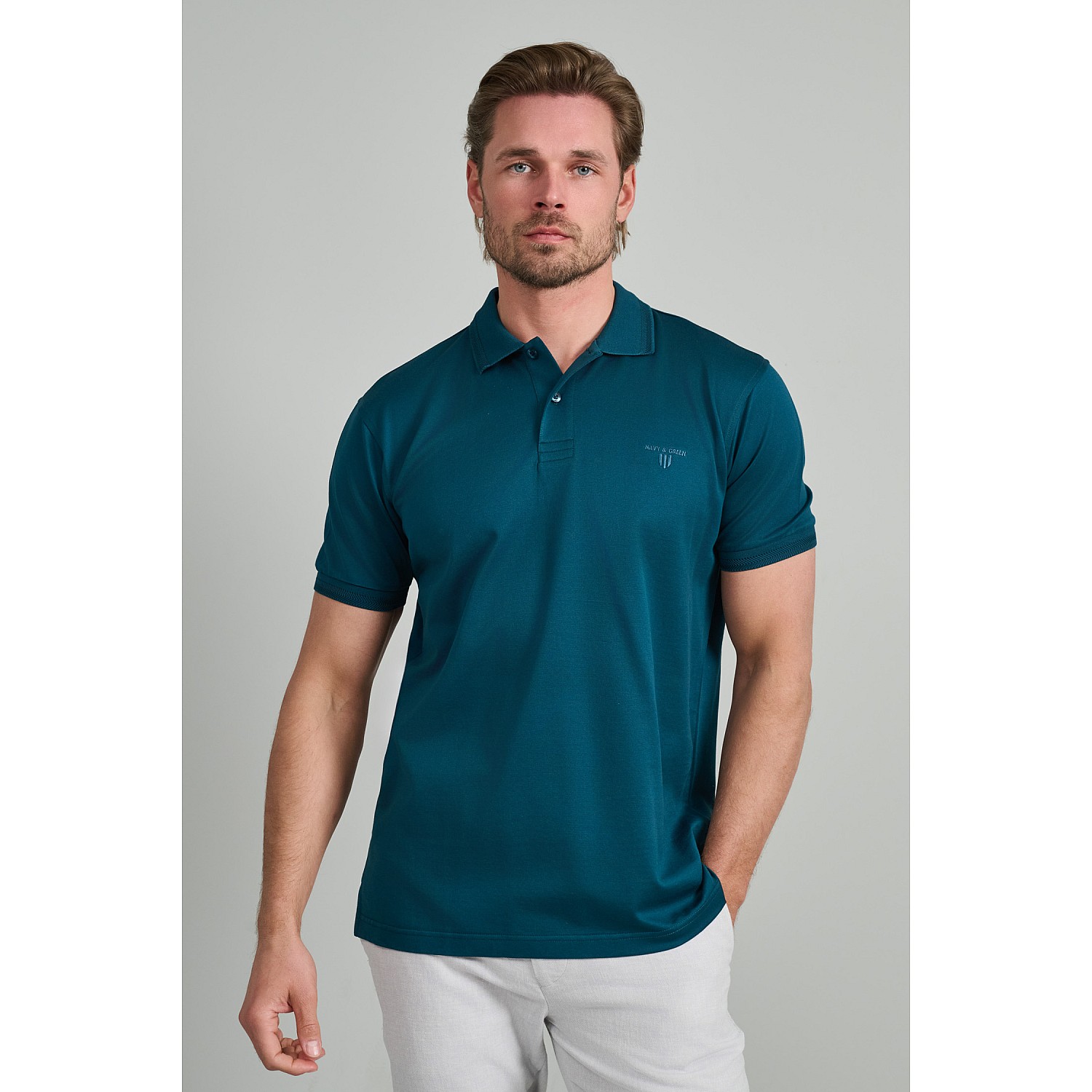Navy & Green Ανδρική Μπλούζα Polo 100% Βαμβάκι