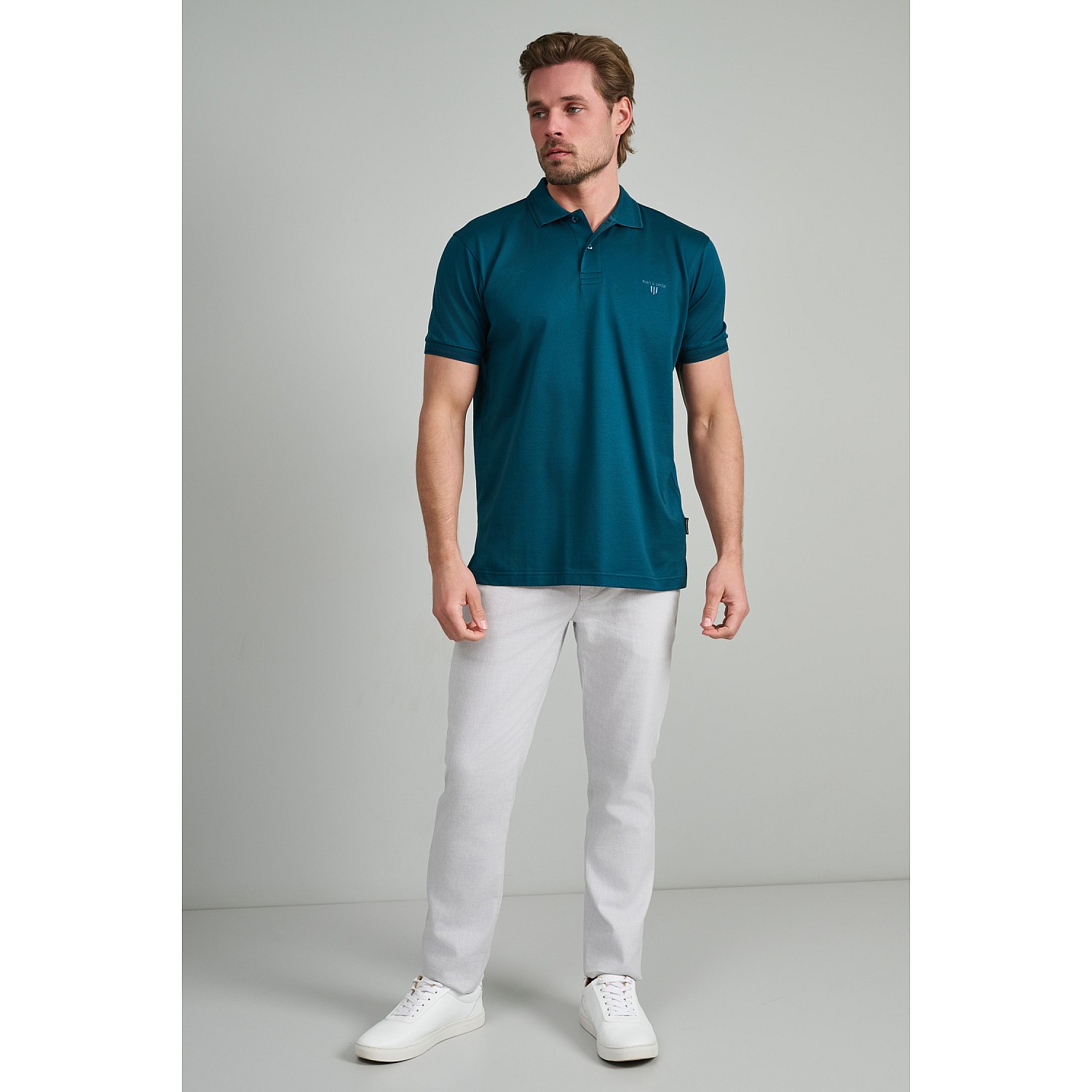 Navy & Green Ανδρική Μπλούζα Polo 100% Βαμβάκι