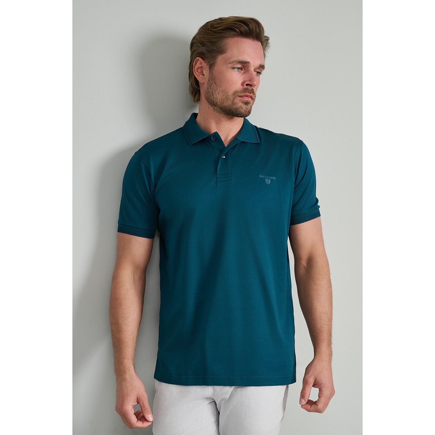 Navy & Green Ανδρική Μπλούζα Polo 100% Βαμβάκι