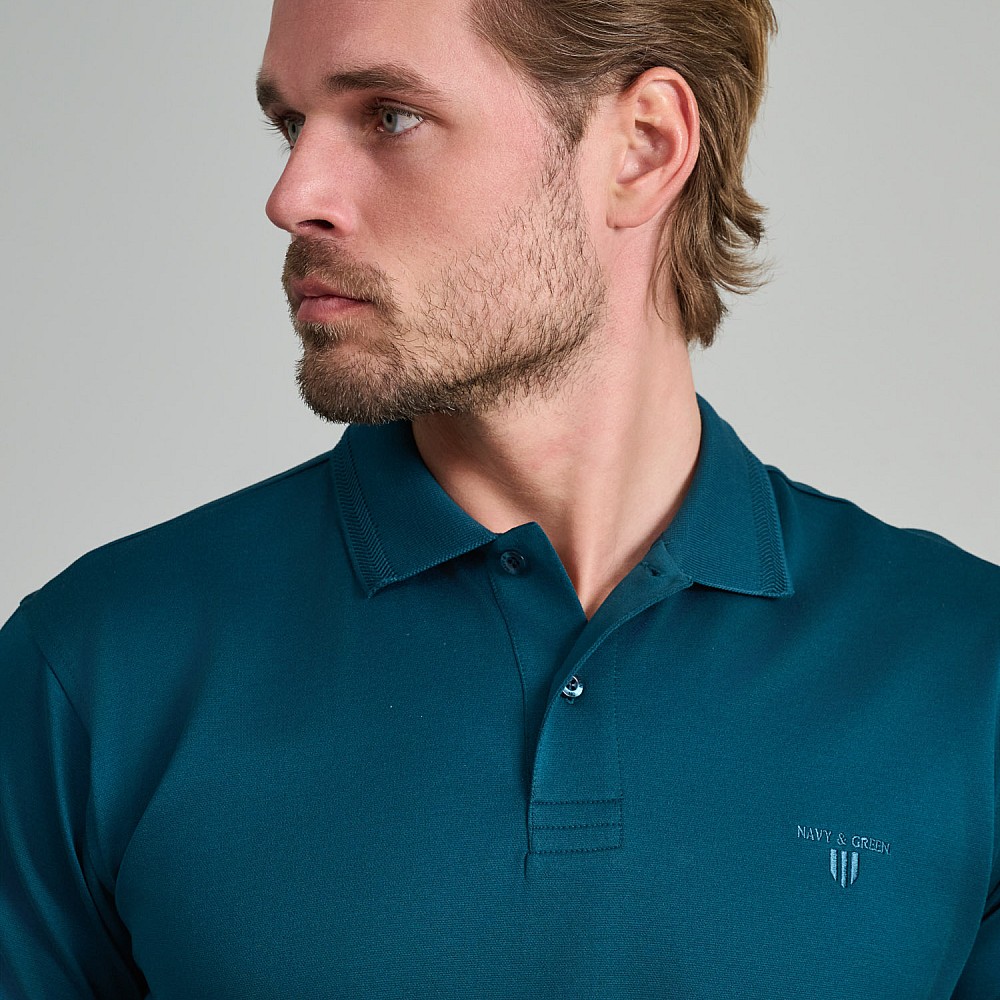 Navy & Green Ανδρική Μπλούζα Polo 100% Βαμβάκι