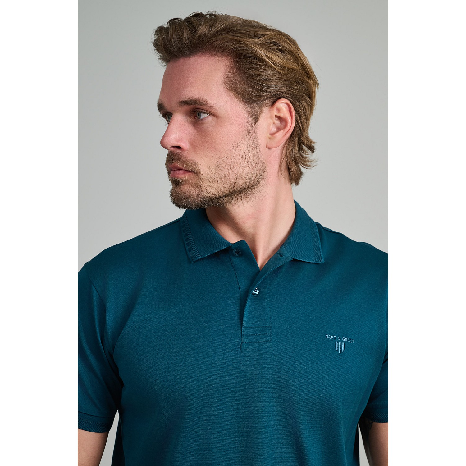 Navy & Green Ανδρική Μπλούζα Polo 100% Βαμβάκι