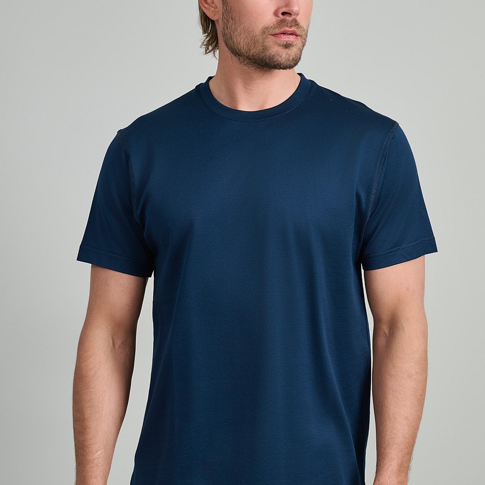 Navy & Green Ανδρικό T-Shirt Custom Fit 100% Βαμβάκι
