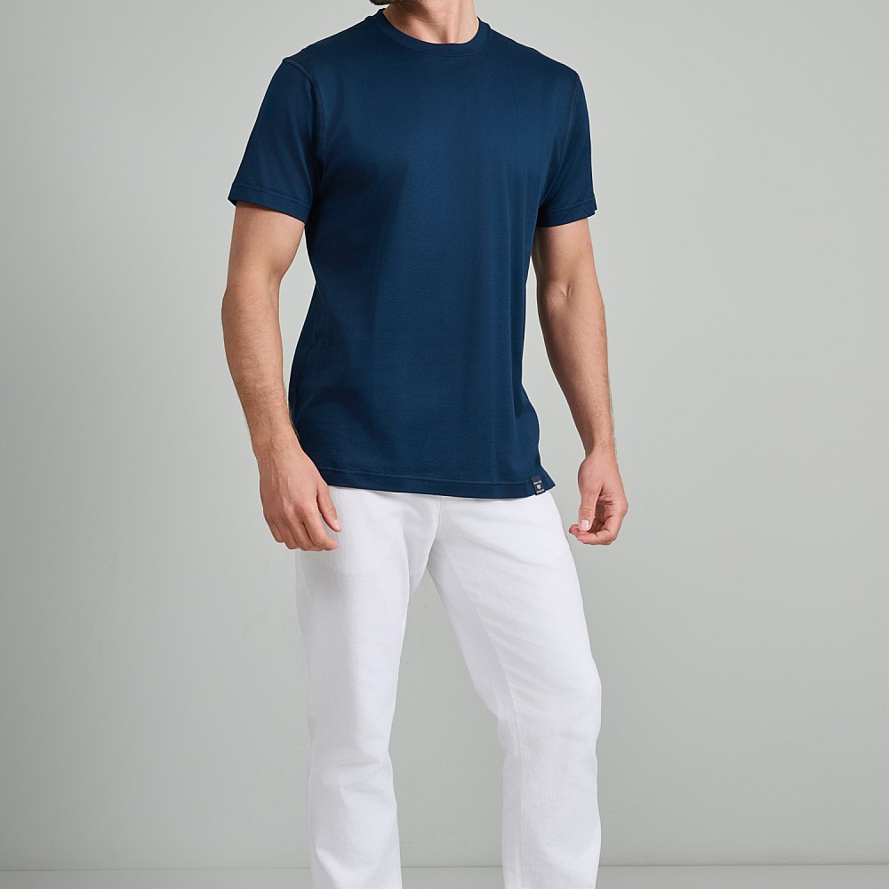 Navy & Green Ανδρικό T-Shirt Custom Fit 100% Βαμβάκι