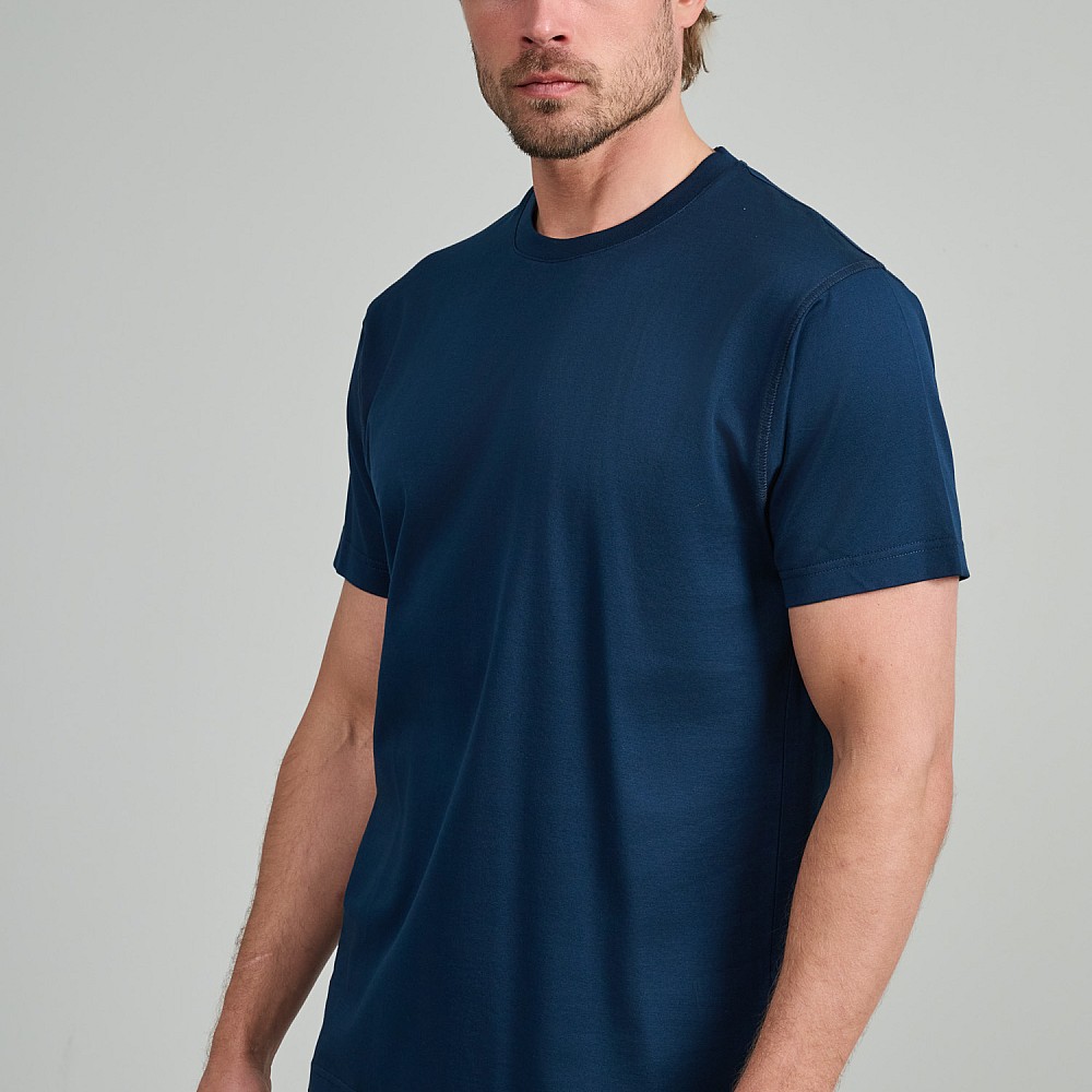 Navy & Green Ανδρικό T-Shirt Custom Fit 100% Βαμβάκι